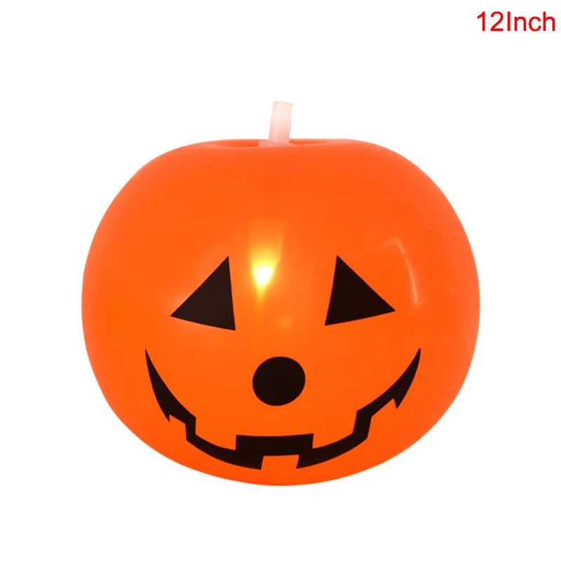 Ihomed 5Pcs Halloween LED Glowing Balloons Horror Ghost Pumpkin Latex Ballon Halloween Party Decorations for Home Indoor Outdoor Kids