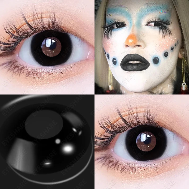 Ihomed 2pcs Halloween Color Contact Lenses for Eyes Cosplay Eyes Lens White Black Multicolored Lenses Yearly Beautiful Pupil