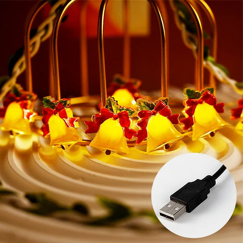 Ihomed 50/20 LED Bell Light String USB Plug Fairy Light Room Accessories Living Room Bedroom Decor Xmas Tree Wedding Party Garland