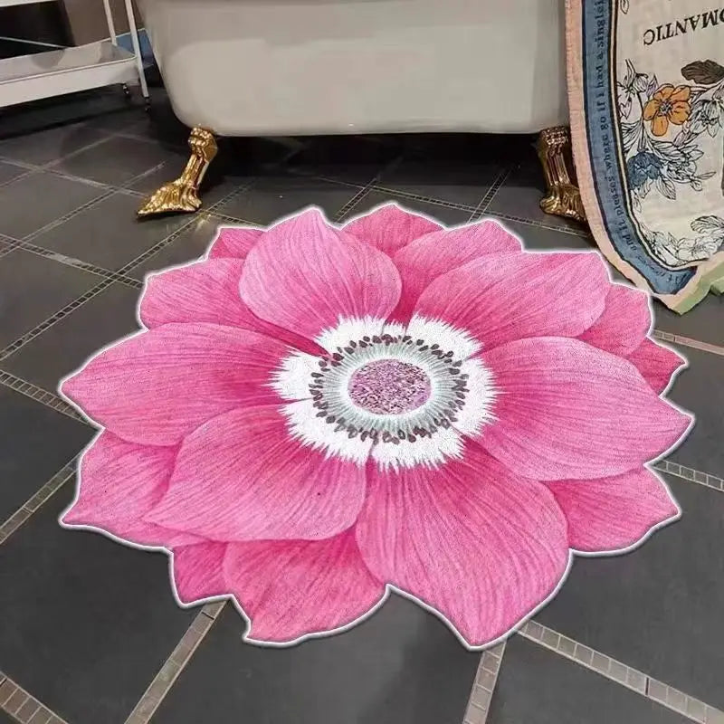 Ihomed 12 Colors Hot Sales Small Carpet Soft Mat Flower Mat Flower Rug Art Rug Flocking Rug Flower Mat For Living Room Bedroom