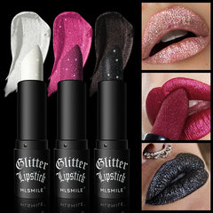 Ihomed Waterproof Glitter Lipsticks Punk Style Nude Matte Not Fading Pearlescent Sexy Red Pink Velvet Lipsticks Lips Makeup Cosmetic