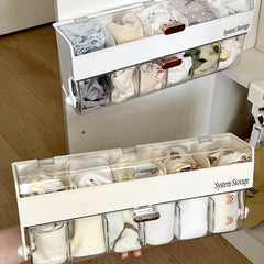 Ihomed Wall Mounted Drawer Organizer Multifunctional Transparent Sock Organizer Panties Organizers with Classified Storage for Cupboard