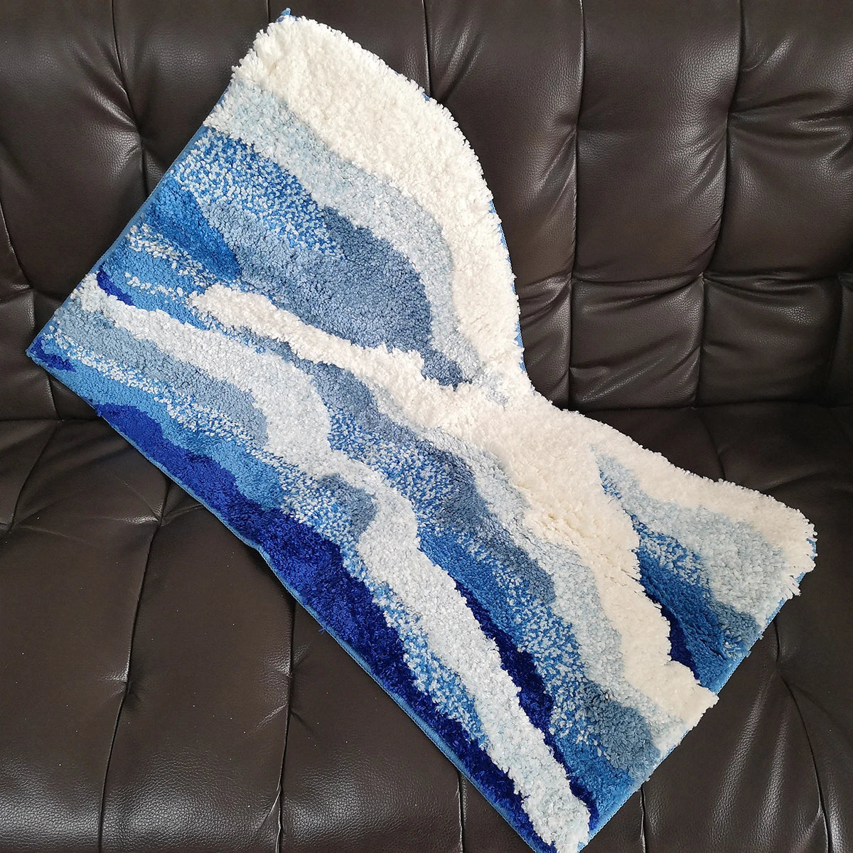 Ihomed Tufting Ocean Rug Bathroom Mat Soft Fluffy Scenic Wave Bedroom Living Room Carpet Floor Safety Pad Aesthetic Home Room Decor