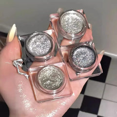 Ihomed Metallic Eyeshadow Palette Gel Texture Diamond Smoky Monochrome Glitter Body Highlighter Powder Cream Brighten Shiny Eyes Makeup