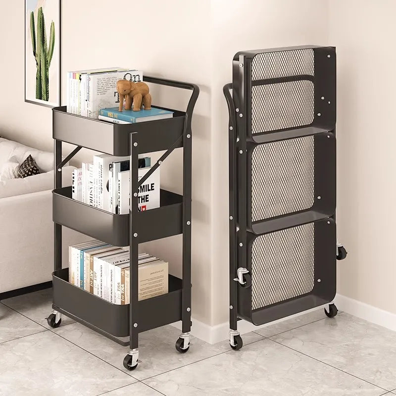 Ihomed Trolley Storage Rack Multi-layer Floor Standing Vegetable Organizer  Household Movable And Foldable Small Cart Storage Rack