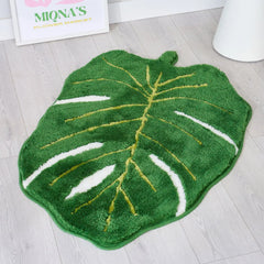 Ihomed Monstera Leaf Rugs for Bedroom Aesthetic Minimalist Home Decor Housewarming Handmade Gift Soft Kitchen Decor Bathroom Rug