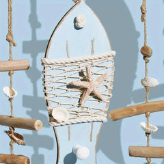 Ihomed 1PC Fish String Wooden Fish Sea Pendant for Decor Fish Skewers Wood Carving Pendant Fish Hanging Decor