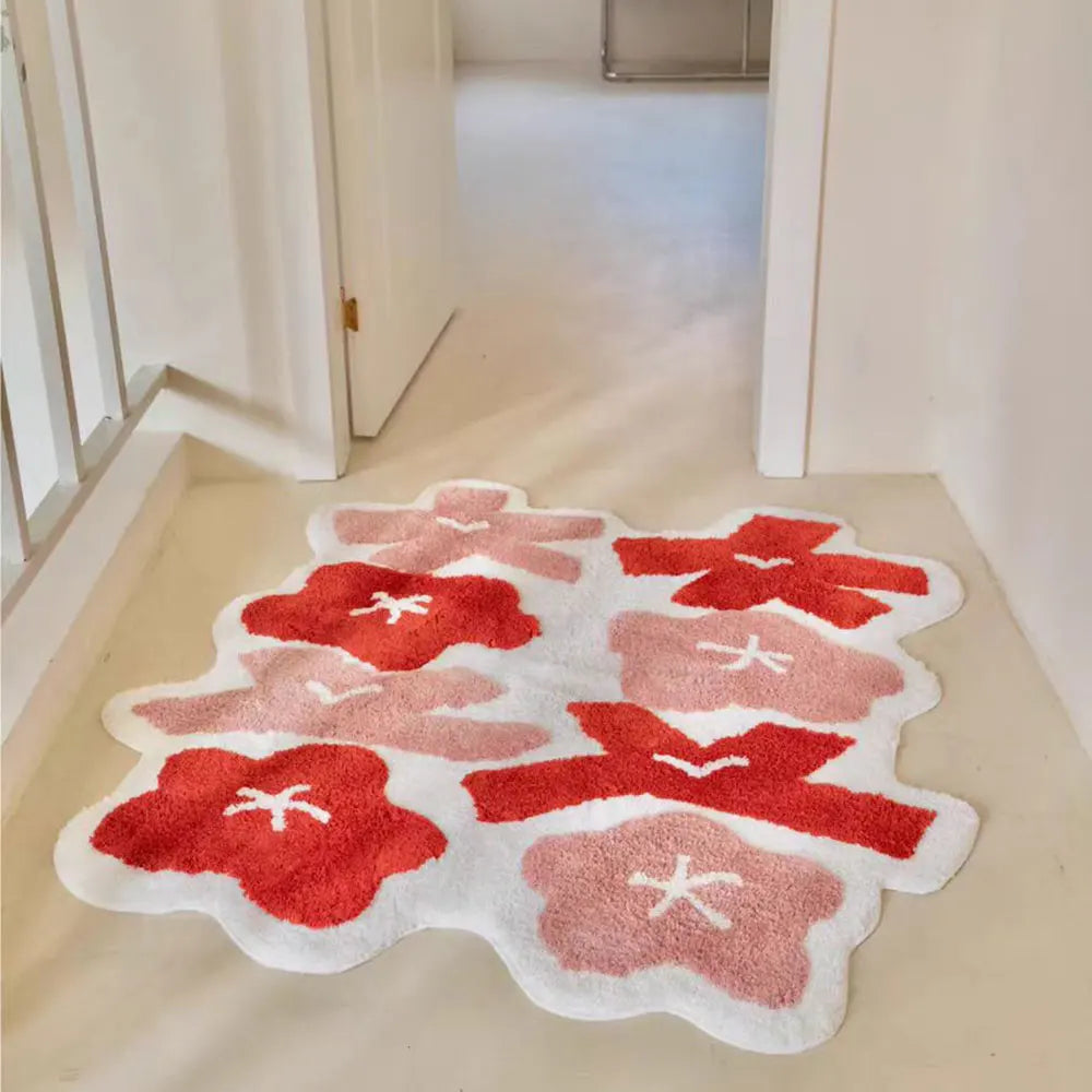 Ihomed Bright Chinese Style Room Decoration Cute Rug Girls Bedroom Bedside Rug Unique Artistic Design Rug Suitable For Wedding Room