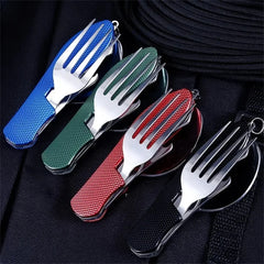 Ihomed 1 set foldable camping utensil-multi-functional knife, fork, spoon combo for outdoor activities camping picnic travel