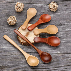 Ihomed 1PC Mini Natural Wooden Spoon Children Scoop Tea Coffee Condiment Salt Seasoning Sugar Spoon Ice Cream Tea Leaf Home Tableware