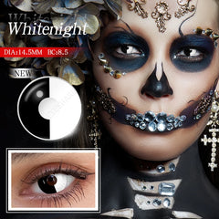 Ihomed Halloween 1 Pair Colored Contact Lenses For Eyes White Lenses Black Lens Anime Cosplay Contact Lens Beauty Makeup Lens