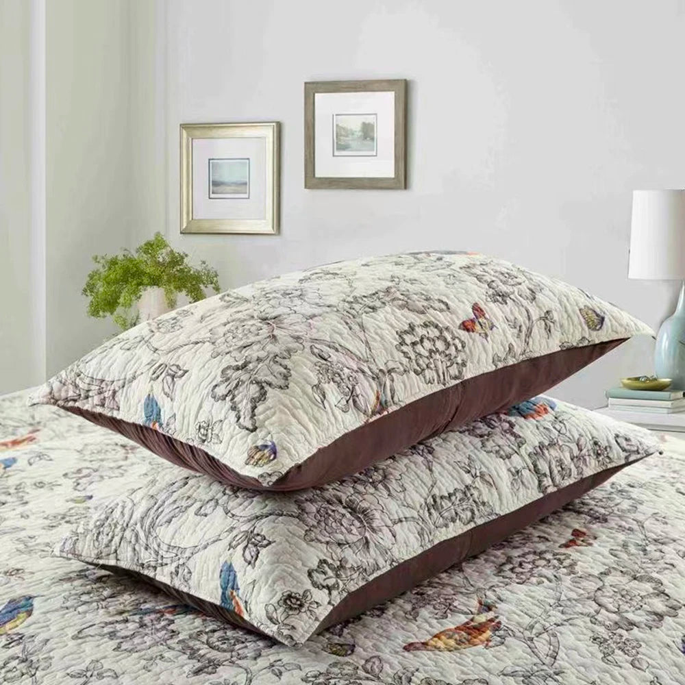 Ihomed 3pcs cotton Bedspread on the Bed flowers and birds printed double bedspreads and coverlets Mattress topper Couple bed quilt set