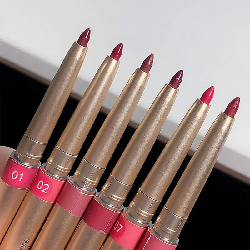 Ihomed Auto Rotate Red Lip Liner Pencil Stick Makeup Long Lasting Lipstick Pencil Waterproof Moisturizing Lipstick Pencil Korean Makeup