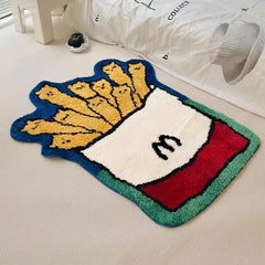 Ihomed Funny Tufting Chips Living Room Carpet Soft Fluffy Cartoon Fastfood Bedroom Mat Flocked Pad Anti-slip Rug Home Nursery Decor