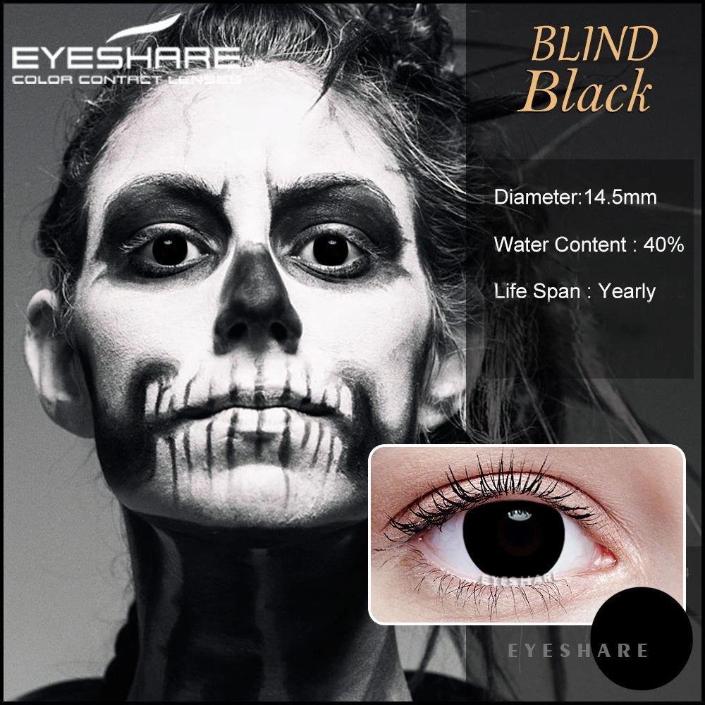 Ihomed Halloween 1 Pair Colored Contact Lenses For Eyes White Lenses Black Lens Anime Cosplay Contact Lens Beauty Makeup Lens