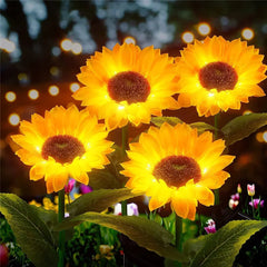 Ihomed Solar Lights Outdoor Garden Decor Sunflower Ligts Waterproof Solar Outdoor Lamp Decorative Lights for Path Garden Patio Backyard