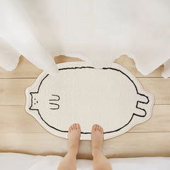 Ihomed Lovely Cat Bedroom Rug Soft Long Fluffy Animals Bedside Carpet Bathmat Pad Bathroom Mat Doormat Aesthetic Home Kids Room Decor