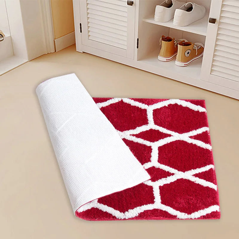 Ihomed Tufted Non-Slip Rug Diamond Pattern Bathroom Flocking Carpet Mat Room Entry Floor Mats Bedroom Bedside Rugs