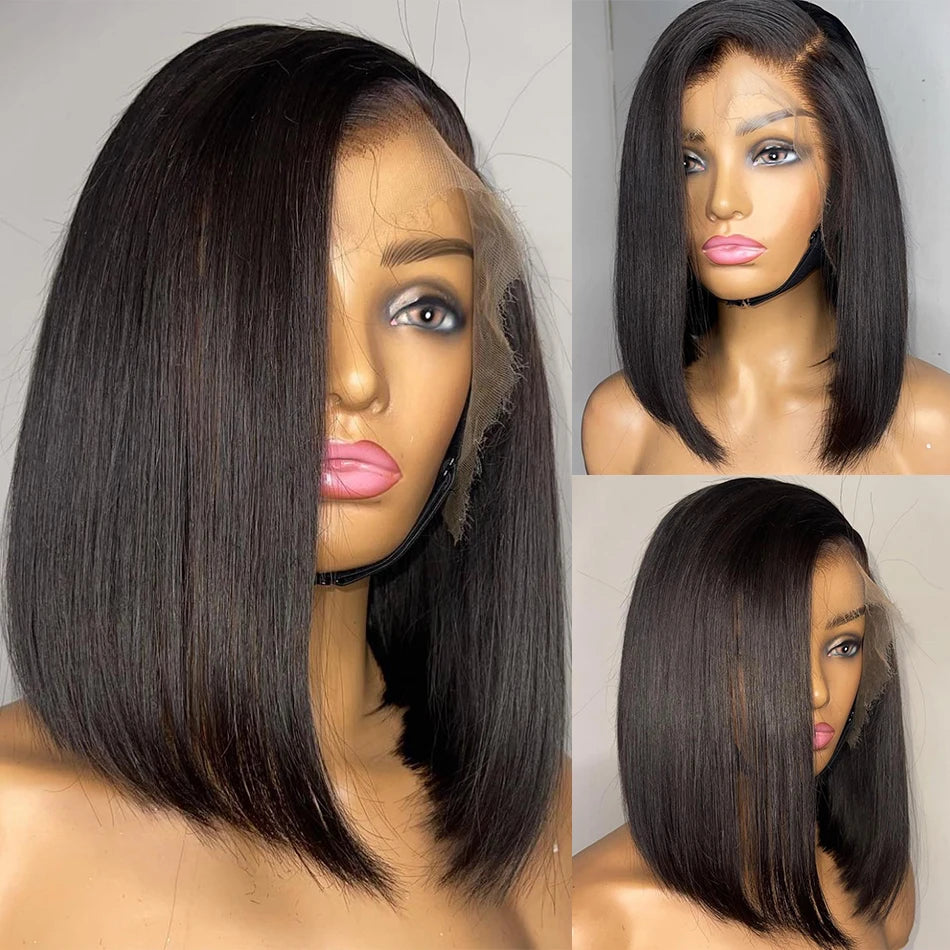 Ihomed Glueless Brazilian Straight Wig Short Bob Wig 13x4 Lace Frontal Human Hair Wigs for Women Natural Pelucas De Cabello 100% Humano