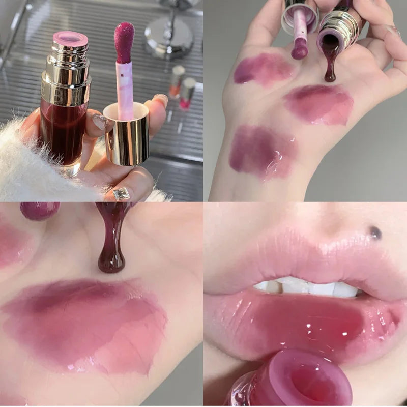 Ihomed Mirror Water Glossy Lip Gloss Lasting Moisturizing Jelly Liquid Lipstick Waterproof Transparent Colored Korean Makeup Cosmetics