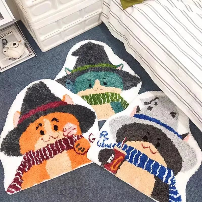 Ihomed Tufting Magician Bedroom Rug Irregular Cartoon Kids Room Playmat Carpet Bathroom Foot Pad Bath Mat Doormat Aesthetic Home Decor