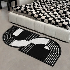 Ihomed Nordic Simple Style Bedroom Carpet Black And White Thick Tufted Soft Living Room Non-Slip Mat Coffee Table Blanket Geometric Rug