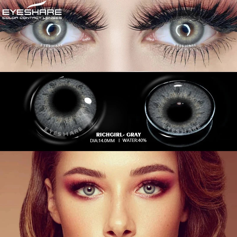 Ihomed Natural Color Contacts Lenses for eyes RICHGIRL Blue Lense Brown Eyes Contacts Pupils Fashion DIAMOND Gray Lense Yearly