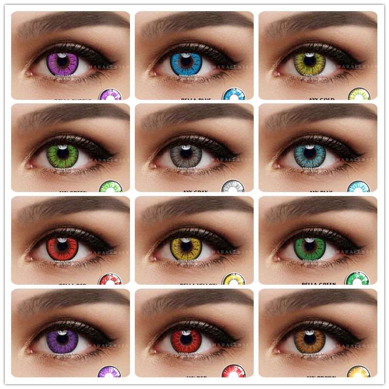 Ihomed 2pcs Color Contact Lenses For Eyes Anime Cosplay Colored Lenses Red Multicolored Lenses Contact Lens Beauty Makeup