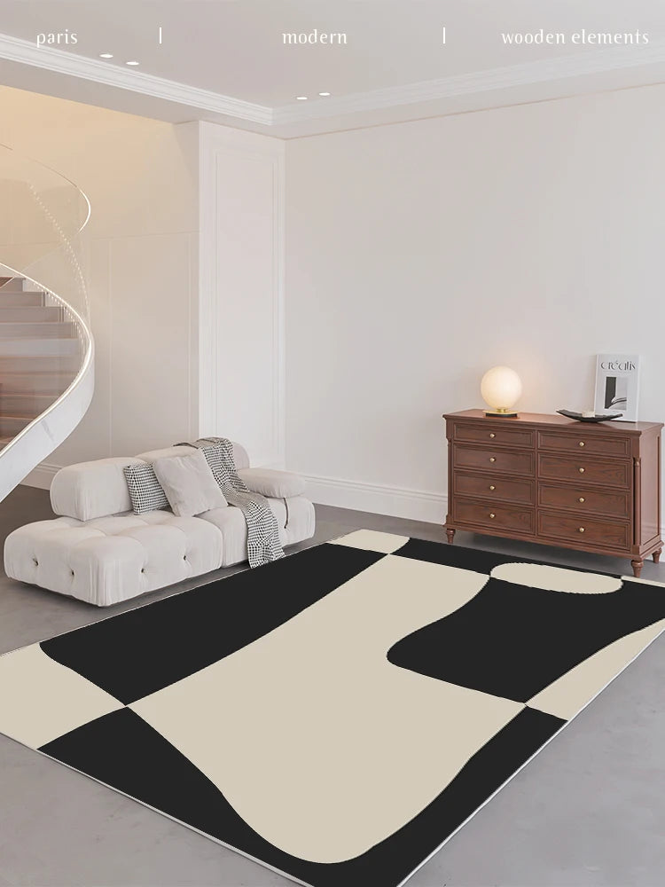 Ihomed Black White Abstract Line Rug Comfortable Refreshing Bedroom Rugs Large Area Living Room Carpet Luxury Balcony Carpets Alfombra