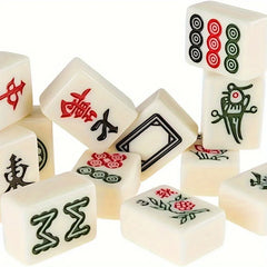 Ihomed 1pc Portable Compact Mahjong Set Lightweight Mahjong Set With Brown Case - Perfect for Travel and Board Games