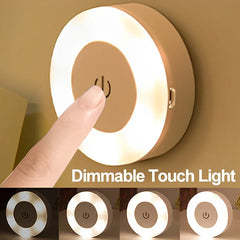 Ihomed Mini LED Touch Sensor Night Lights USB Rechargeable Kitchen Bedroom Magnetic Base Wall Light Round Portable Dimming Night Lamp