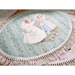 Ihomed Retro Plush Carpet Girl Cute Non-Slip Soft Tassel Floor Mat Home Decor Livingroom Rugs  Pastoral Comfor Bedroom Bedside Carpet