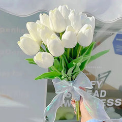 Ihomed 5PCS 35CM Artificial Tulip Flower Bouquet Home Garden Decoration Flowers for Wedding Ceremony Decor Mother's Day Gift Bouquet