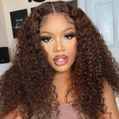 Ihomed Brazilian 250% Chocolate Brown #4 Bob Wig Water Wave Lace Frontal Human Hair Wigs Colored Curly 13x6 Lace Bob Wigs For Women