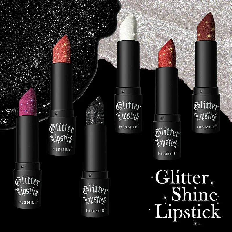 Ihomed Waterproof Glitter Lipsticks Punk Style Nude Matte Not Fading Pearlescent Sexy Red Pink Velvet Lipsticks Lips Makeup Cosmetic