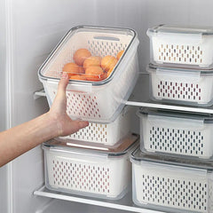 Ihomed Refrigerator Storage Box Fridge Organizer Fresh Vegetable Fruit Boxes Drain Basket Storage Containers Pantry Kitchen Organizer