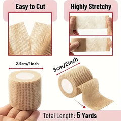 Ihomed 6 Rolls Elastic Self Adhesive Bandage Wrap, Breathable Flexible Fabric Non Woven Cohesive Bandage, Medical First Aid Sports Tape