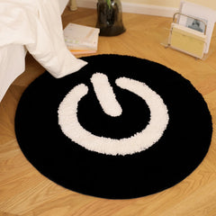 Ihomed Artistic Cosy Switch Button Home Rug Black White Round Indoor Bedside Floor Mats Cloakroom Living Room Area Decorative Carpet