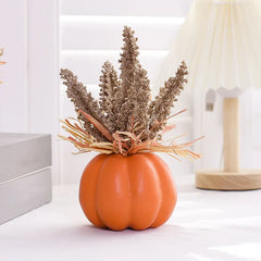 Ihomed 1PC Simulated Green Plant Pot 20CM(H) Wheat Pumpkin Pot Home  Halloween  Thanksgiving Decoration-77023