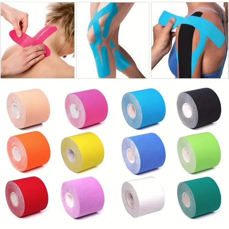 Ihomed 1 Roll Sports Kinesiology Tape Muscle Kinesiology Elastic Pain Relief Strain Patch Athletic Recovery Stickers Fitness Bandages