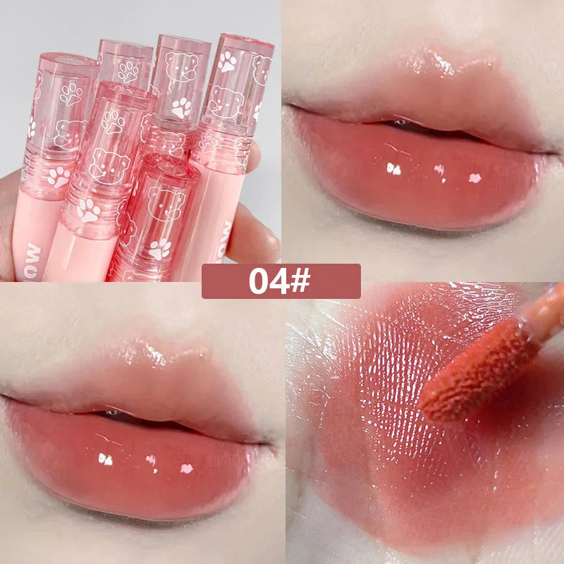 Ihomed Cute Bear Velvet Lip Gloss Girl's Matte Lip Glaze Waterproof Lasting Transparent Red-brown Lip Mud Korean Makeup Liquid Lipstick