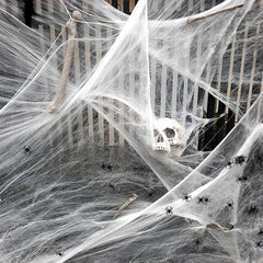 Ihomed Artificial Spider Web,Horror Spider Web Halloween Decorations,Stretchy Cobweb With Spider,Gothic Horror Home Decor