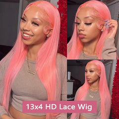 Ihomed 30 Inch Bone Straight Pink Lace Front Human Hair Wigs Brazilan 13x6 Hd Transparent Lace Frontal Wig 613 Colored Wigs For Women