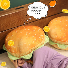 Ihomed 1 Realistic Hamburger Pillow Cushion 2-in-1 Foldable Integrated Cushion Fun Prank Gift Hamburger Pillow Large Plush Pillow Toy