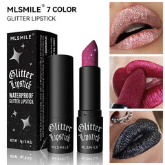 Ihomed Waterproof Glitter Lipsticks Punk Style Nude Matte Not Fading Pearlescent Sexy Red Pink Velvet Lipsticks Lips Makeup Cosmetic