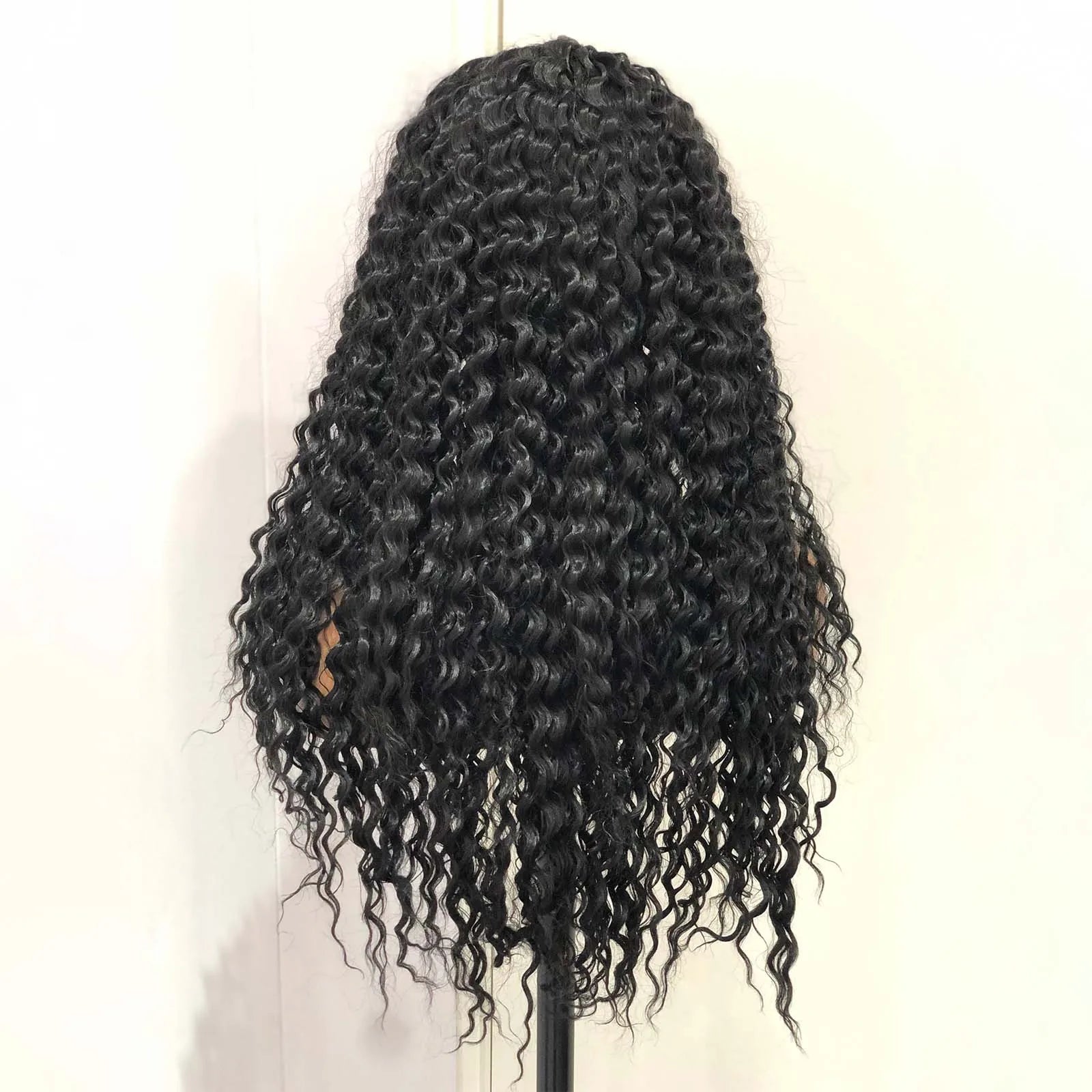 Ihomed Black Wig Deep Curly Synthetic Lace Front Wig Glueless Frontal Long Black Hair Afro Kinky Curly Wigs for Black Women Party Daily