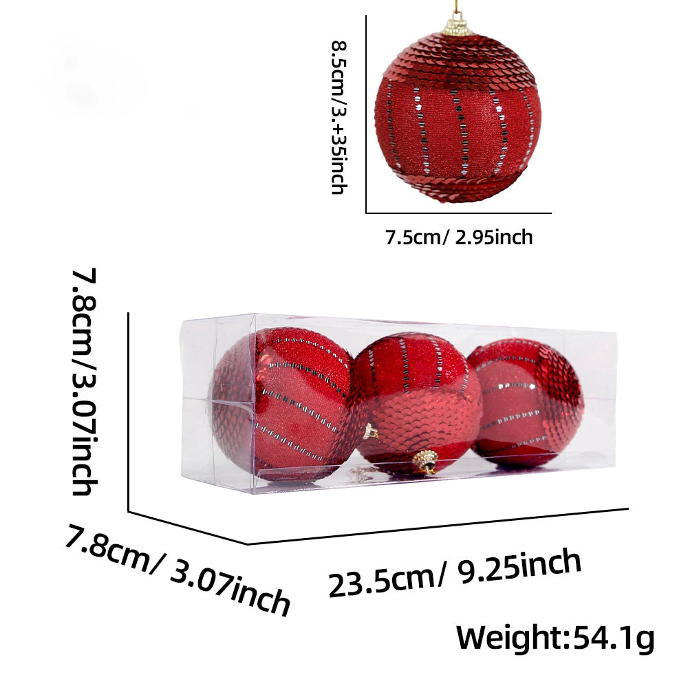 Ihomed Red Christmas Ball Pendant, DIY Accessories, Tree Decoration, Scene Layout, Cross-Border, New Product, 8.5cm