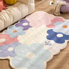 Ihomed Artistic Colorful Floral Carpet Comfortable Soft Bedroom Rug Luxurious Funny Large Area Living Room Carpets Hallway Rugs Tapete