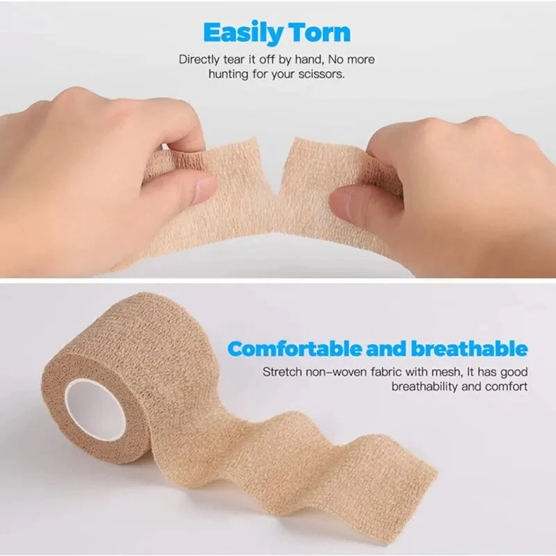 Ihomed 3Pcs Self-Adhesive Elastic Bandages 5cm*4.5m First Aid Patch & Medical Health Care Treatment Gauze Kit Gauze Tape First Aid Tool