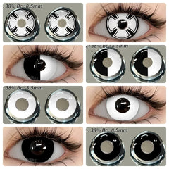 Ihomed Cosplay Color Contact Lenses for Eyes Anime Eye Lens 1Pair White Black Lenses Contact Lenses Cosmetic Color Lens Eyes